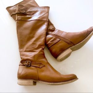 Cognac Knee-High Riding Boots